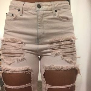 CARMAR baby pink distressed jeans